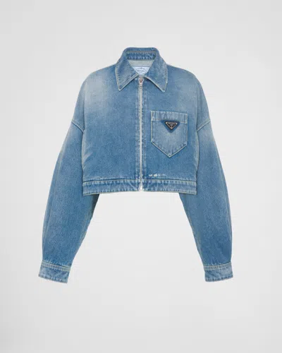 PRADA CROPPED ORGANIC DENIM JACKET