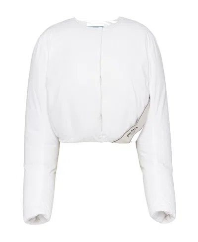 Prada Cropped Padded Jacket In White