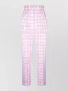 Prada Single-pleated Vichy Cotton Pants With Belt