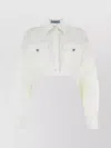 Prada Cropped Poplin Shirt With Buttoned Cuffs In Neutral