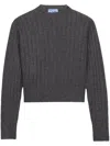 Prada Cropped Re-cashmere Sweater In Grey
