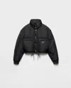 Prada Cropped Re-nylon Down Jacket In Black