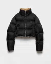 Prada Cropped Fit Stand-up Collar Down Jacket In Black