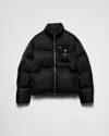 Prada Cropped Triangle-logo Padded Jacket In Schwarz