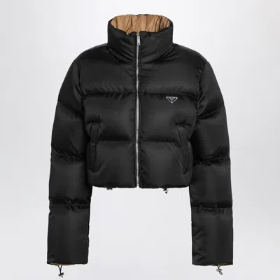 Prada Cropped Re-nylon Jacket In Black