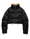 Prada Cropped Fit Stand-up Collar Down Jacket In Black