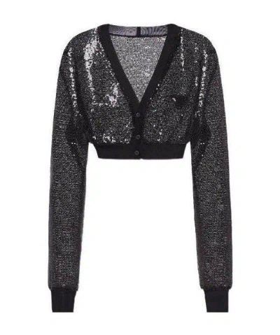 PRADA PRADA SEQUINS EMBELLISHED CROP TOP