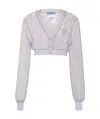 Prada Cropped Sequin-embroidered Cardigan In Purple