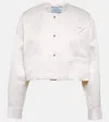Prada Cropped Silk Jacket In Bianco