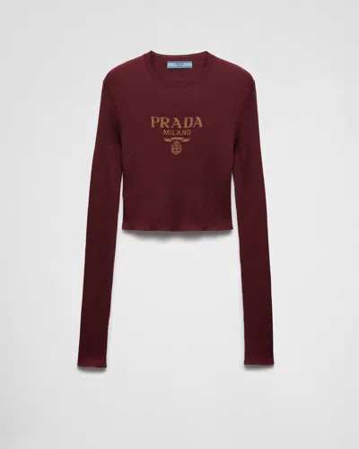 PRADA KURZER PULLOVER AUS SEIDE MIT LOGO