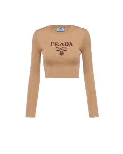PRADA KURZER PULLOVER AUS SEIDE MIT LOGO