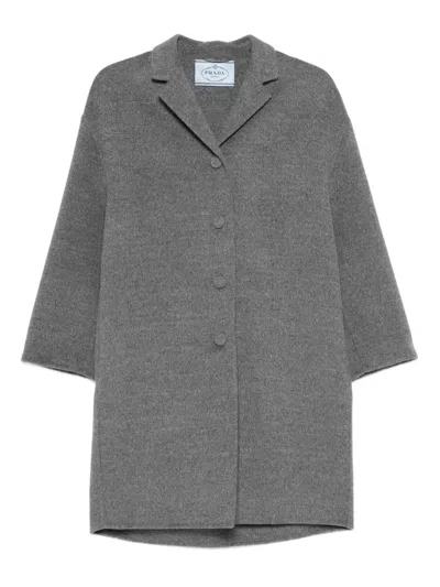 Prada Cropped-sleeve Coat In Brown