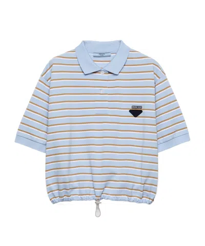 Prada Cropped Striped Piqué Polo Shirt