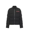 Prada Cropped Technical Knit Puffer Jacket In Black