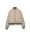 Prada Cropped Technical Poplin Down Jacket In Neutral