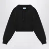 Prada Triangle Logo Cropped Hoodie In Black