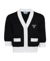 Prada Cropped Cotton Cardigan In Black