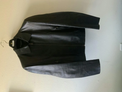 Pre-owned Prada Cropped Unlined Lambskin Single Rider Jacket In Black
