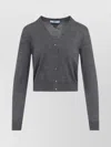 Prada V-neck Knitwear With Classic Silhouette And Refined Details In Black