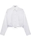 Prada Drawstring Poplin Shirt In White