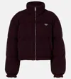 Prada Cropped Wool And Cashmere Down Jacket In Burgundy