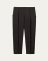 Prada Cropped Wool Check Tailored Pants In Black