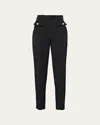 Prada Wool Sateen Pants In Nero