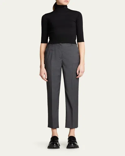 Prada Cropped Wool Trousers In Ardesia