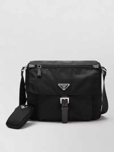Prada Crossbody Bag Adjustable Strap Detachable Pouch In Black