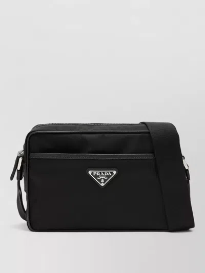Prada Crossbody Bag Adjustable Strap External Pocket In Black