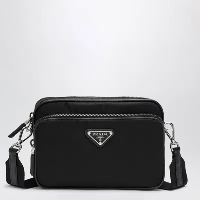Prada Crossbody Bag In Black Renylon And Saffiano Leather