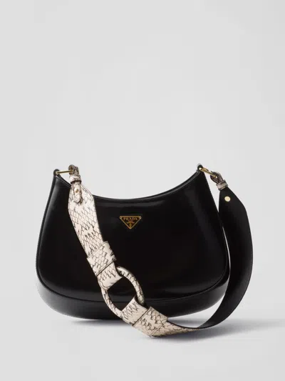 Prada Crossbody Bags Woman Black In Black/stone Gray