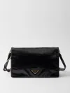 Prada Adjustable Leather Shoulder Bag With Zipper Pocket