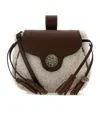 Prada Shearling Crossbody Bag With Tassel And Top Handle In Beige/tan