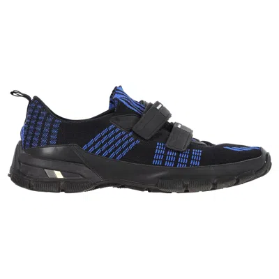 Prada Crossection Velcro Strap Low Top Sneakers In Blue Synthetic