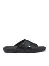 Prada Triangle Logo Criss-cross Sandals In Black
