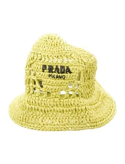 Pre-owned Prada Crotchet Bucket Hat W/tags In Green