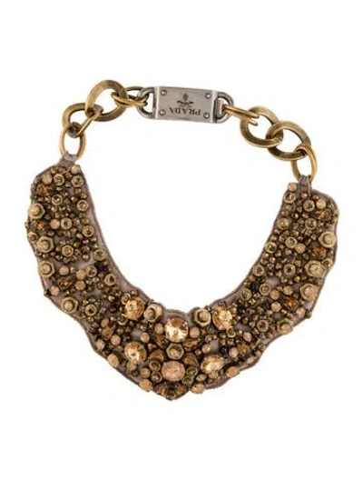Pre-owned Prada Crystal & Fabric Embellished Bib Necklace, 24"