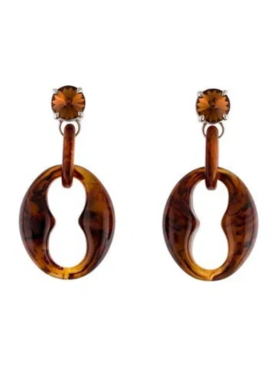 Pre-owned Prada Crystal & Resin Drop Clip-on Earrings In Multicolor