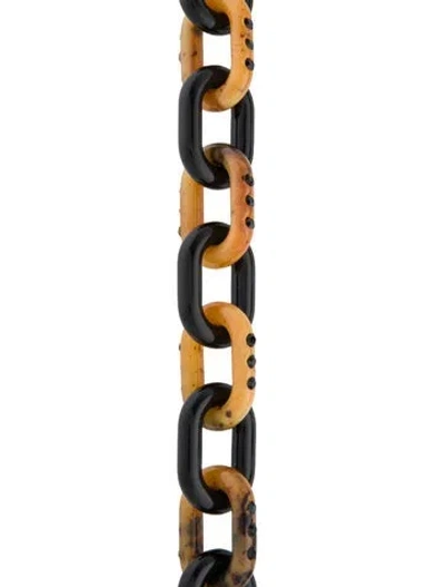 Pre-owned Prada Crystal & Resin Tortoise Long Chain Necklace, 41" In Multi