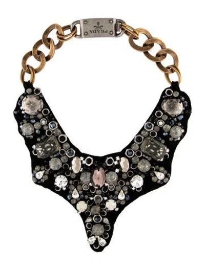 Pre-owned Prada Crystal Bib Collar Necklace, 19" In Multi