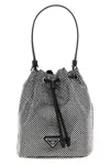 Prada 'crystal' Bucket Bag In Gray