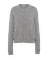 Prada Crystal-button Cashmere Cardigan In Grey