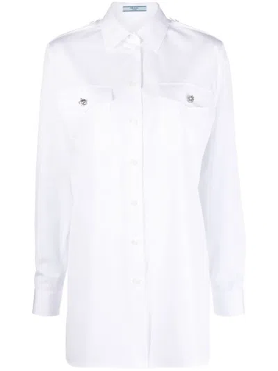 PRADA CRYSTAL-BUTTON COTTON SHIRT