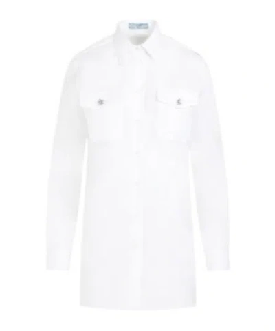 PRADA CRYSTAL-BUTTON COTTON SHIRT