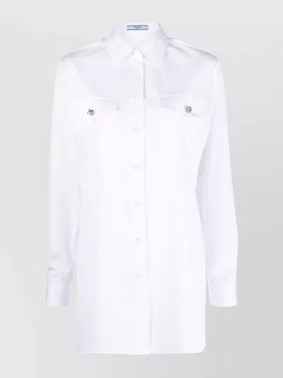 PRADA CRYSTAL BUTTONED COTTON SHIRT