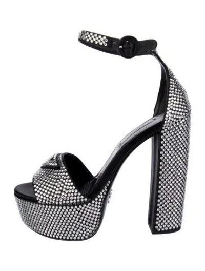 Pre-owned Prada Crystal Crystal Embellishments Pumps In Black/metallic