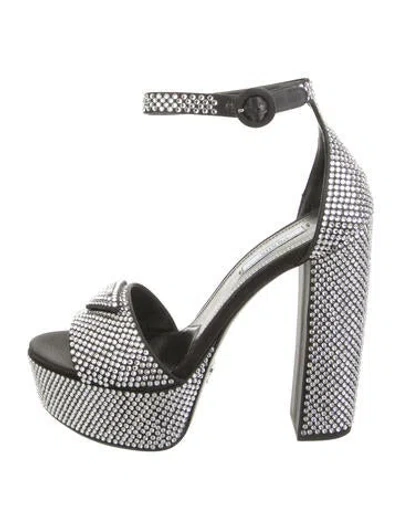 Pre-owned Prada Crystal Crystal Embellishments Pumps W/ Tags In Black