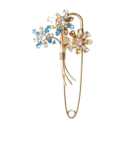 Prada Metal Brooch With Crystals In Multicolored