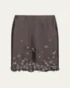 Prada Midi Skirt In Wool And Silk With Applications In F0031 Grigio